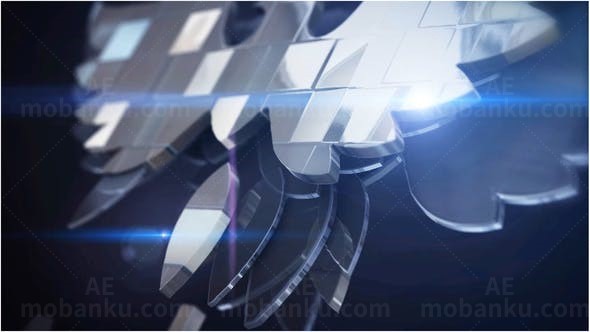 三维旋转镜面光泽效果老鹰标志AE模板