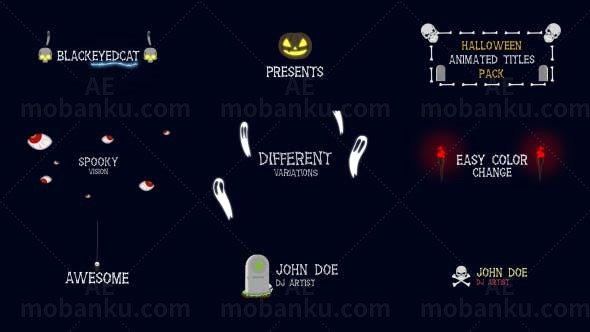 万圣节标题包AE模板