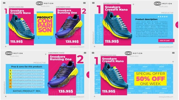 在线商店运动鞋产品宣传促销展示AE模板