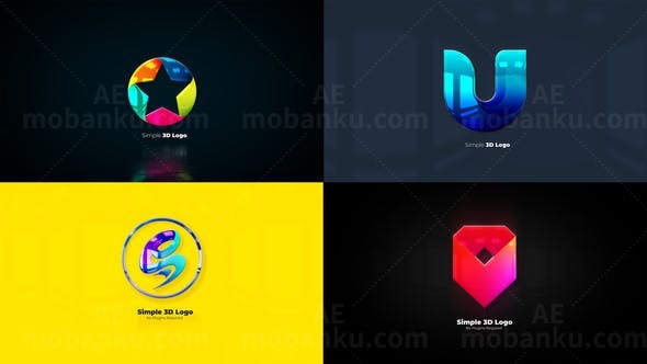 时尚多彩彩光玻璃效果标志动画包AE模板