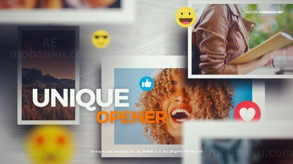 动态欢快图片视频悬浮展示片头AE模板