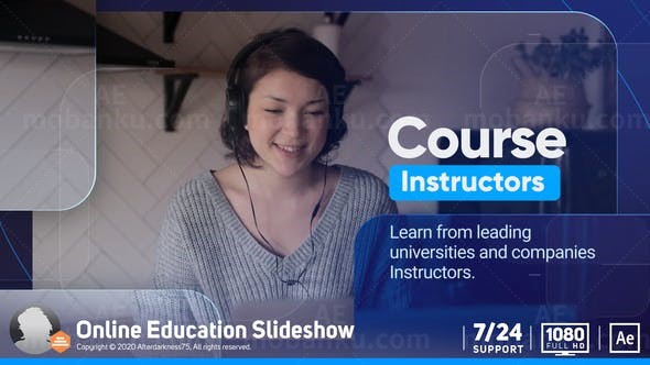 在线教育学习宣传视频幻灯片AE模板