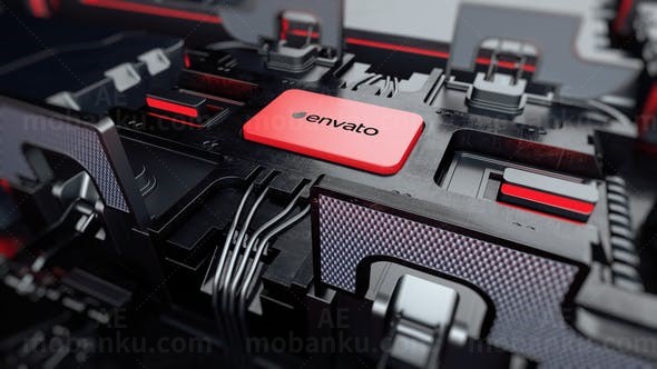 未来主义科技按钮标志展示AE模板