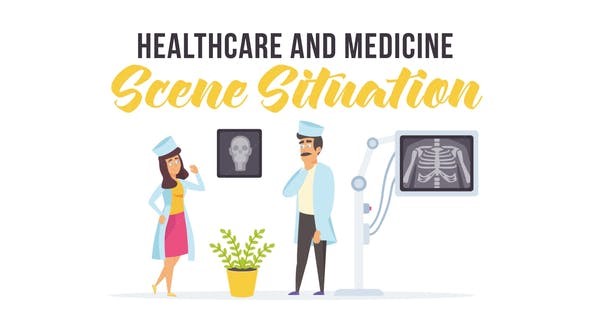 医疗保健场景平面动画场景AE模板