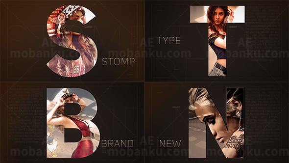 踏脚节字母奏镂空片头展示AE模板