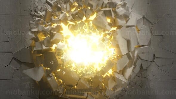 能量爆炸标志破墙而出AE模板