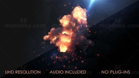 火焰激光炮粒子烟雾效果标志AE模板