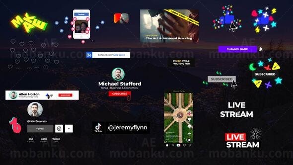 媒体视频图形文字元素AE模板