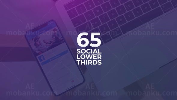 社交媒体边框图标字幕AE模板