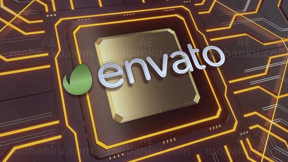 主板科技线路点亮效果标志片头AE模板