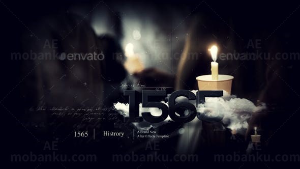 复古风格三维效果历史变迁AE模板