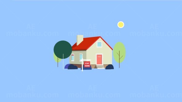 天空坠落组合效果家居标志AE模板