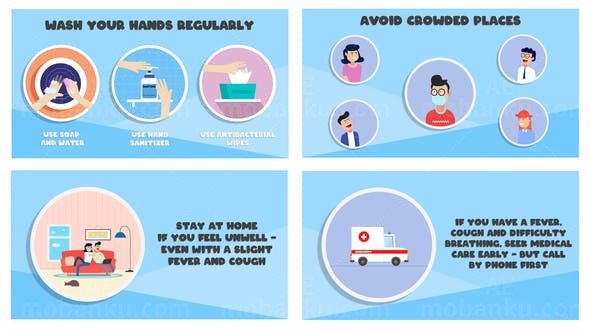 疫情防护宣传演示动画展示AE模板