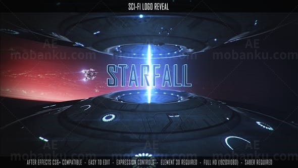 科幻宇宙飞船光束标志展示AE模板