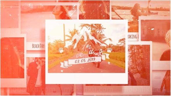 夏日旅行照片视频切换展示AE模板