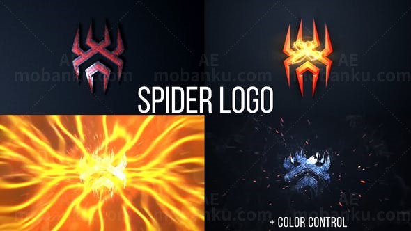 红色蜘蛛能量爆炸效果标志AE模板