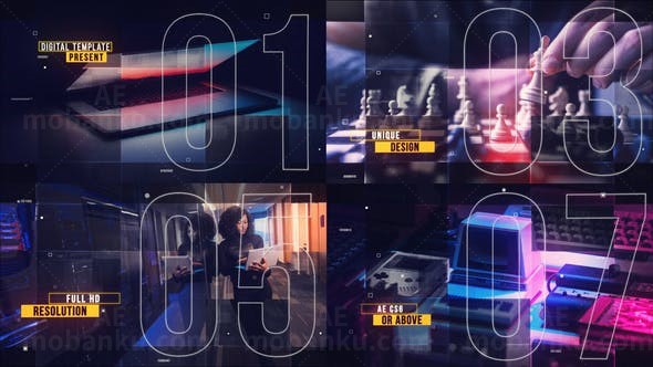 数字编号图片幻灯片动态展示AE模板