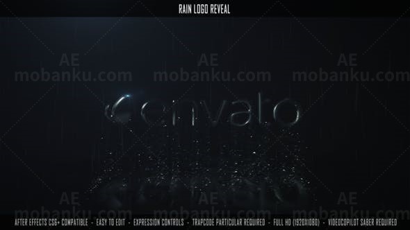 闪电下雨滴倾斜标志演绎AE模板