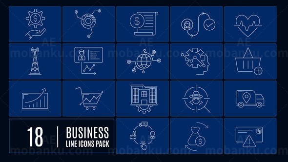 商务主题动态线状图标展示AE模板