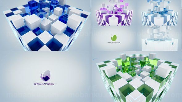 水晶方块标志展示AE模板