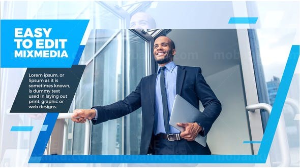 蓝色效果企业文化宣传幻灯片AE模板