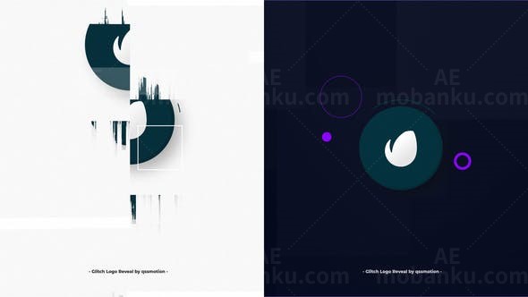 简洁故障扭曲效果标志演绎AE模板
