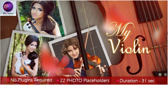 我的小提琴相片展示AE模板