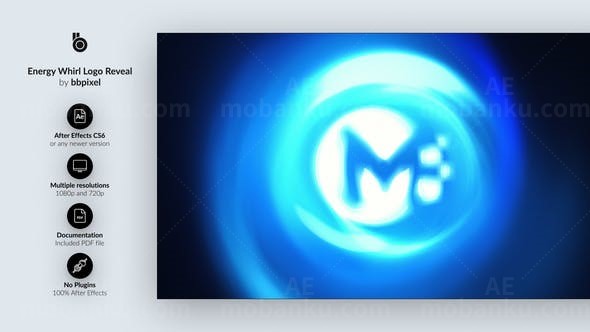 能量脉冲光晕旋转标志展示AE模板