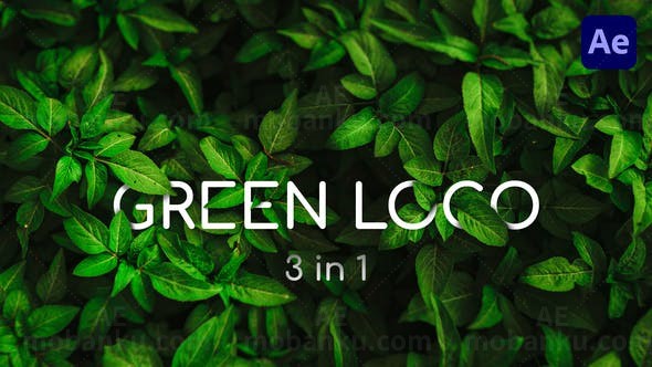清新简洁绿色植物标志展示AE模板