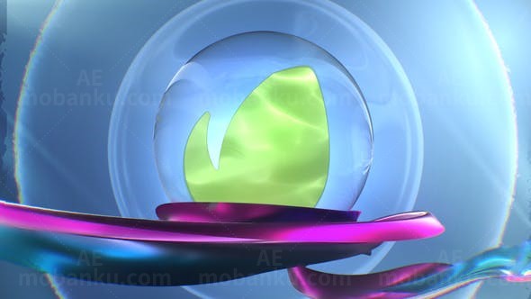 炫光彩带环绕游动标志AE模板