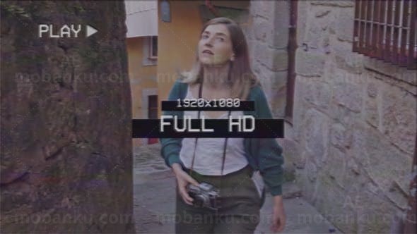 复古风格故障随机干扰效果片头AE模板