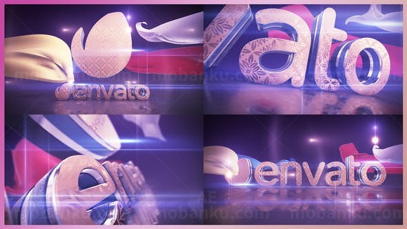 旗帜飘扬标志片头AE模板