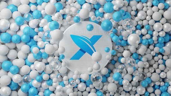 光泽小球群3D标志迸出展示AE模板