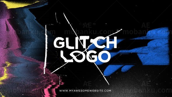 故障扭曲雪花干扰效果标志片头AE模板