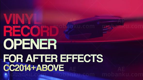 复古唱片机黑胶唱片旋转片头AE模板