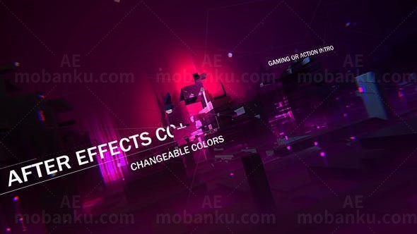 暗红风格动作游戏标志演绎AE模板