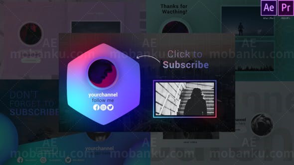 时髦潮流尾幕幻灯片展示AE模板