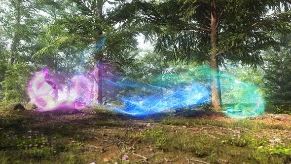 魔幻森林神奇蝴蝶双飞标志片头AE模板