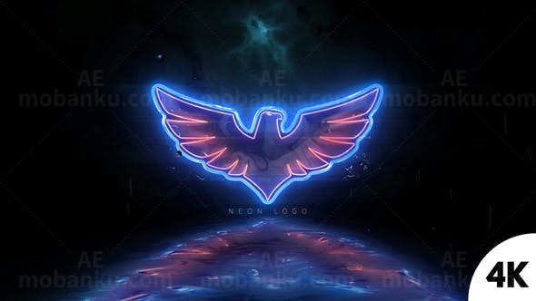 霓虹开启闪烁效果标志展示AE模板