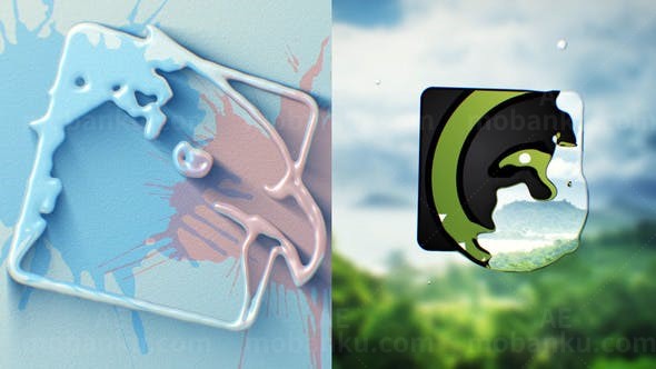 流体水滴汇聚演绎标志AE模板