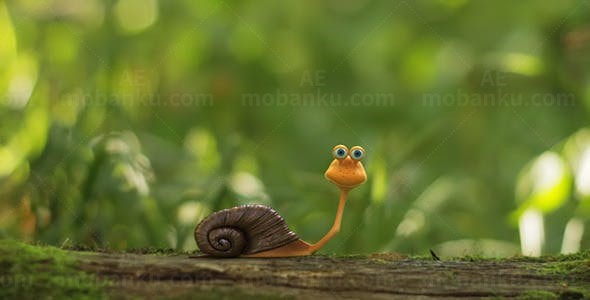 有趣的蜗牛动画LOGO演绎AE模板