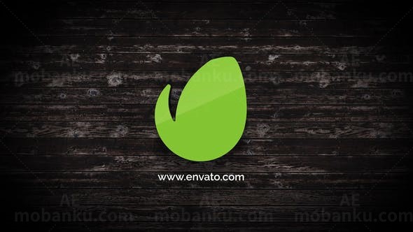 木板背景光影描边流体填充效果标志展示AE模板