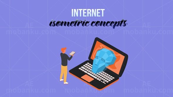 卡通风格网络主题元素展示AE模板