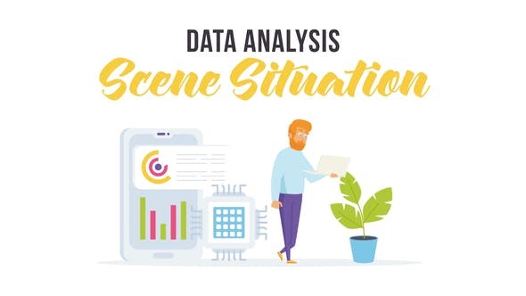 卡通风格数据分析场景演绎AE模板