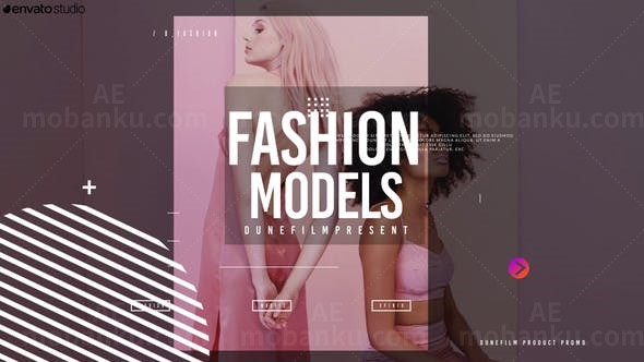 符号元素闪烁叠加时尚模特片头AE模板