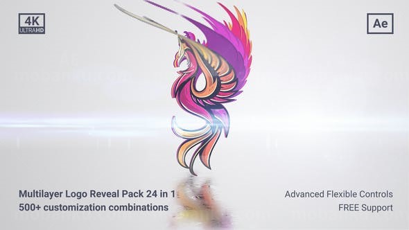 明亮简洁多层标志模糊倒影效果AE模板