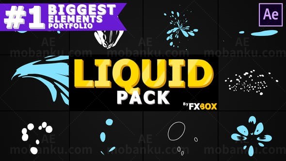 抽象流体元素闪烁叠加效果AE模板