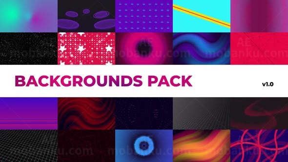 抽象彩色虹光线条背景包AE模板