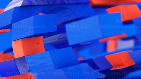 彩色不过则块快速组合标志片头AE模板