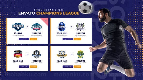 足球赛事栏目片头包装展示AE模板